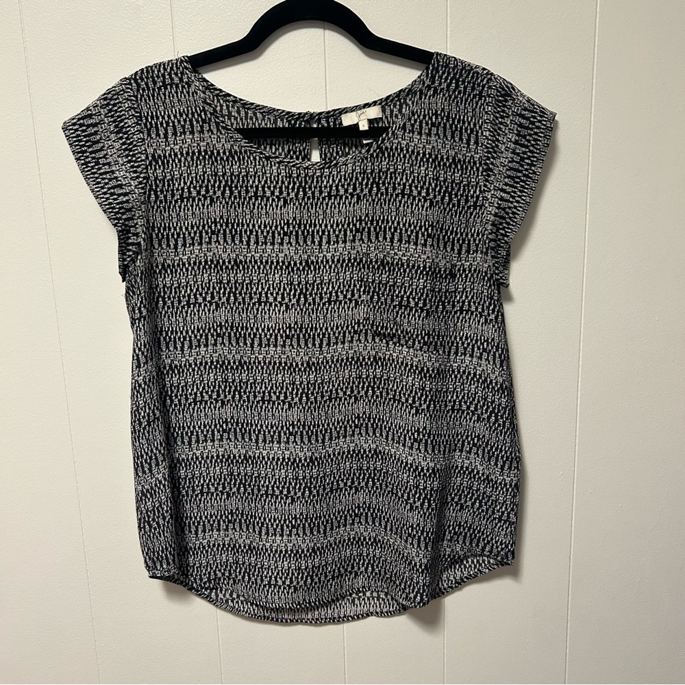 Joie Black and White Silk Top